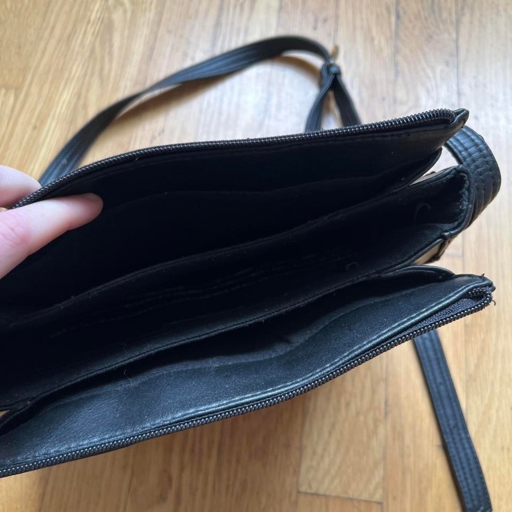 Black Leather Crossbody Bag with Adjustable Strap - Picture 3 of 6